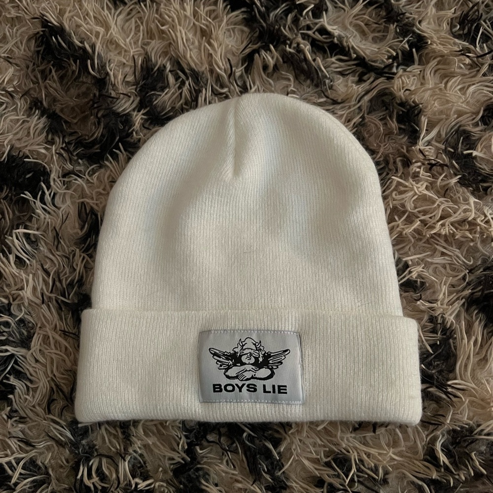 Boys Lie Cream Knit Beanie